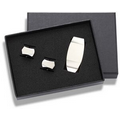 Oval Shaped Money Clip & Cufflink Set with 2-Piece Gift Box